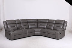 Poppy Manual Recliner Leather Sofa Large Corner