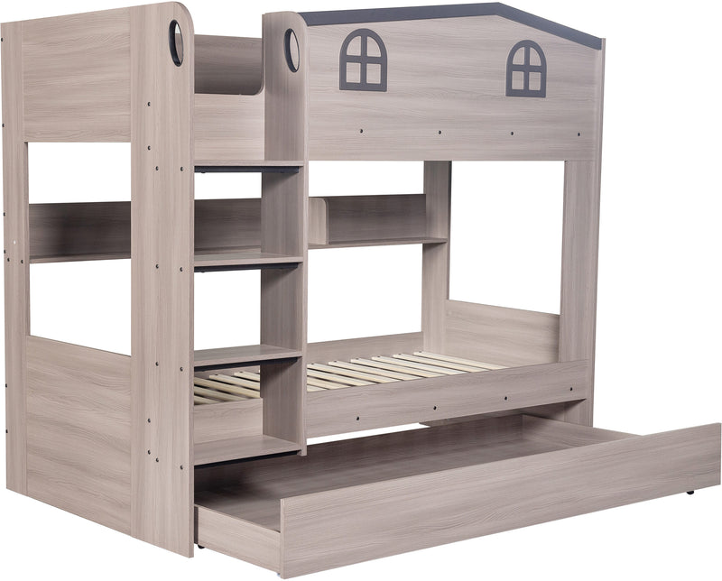 Hector Bunk Bed & Trundle Set Ash Grey