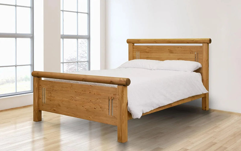 Hamilton Pine Headboard and High Foot End Wooden Bed Frame