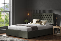 Homestead Fabric Ottoman Storage Bed Frame End-Lift Chenille & Linen