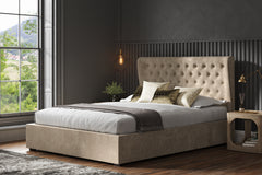 Homestead Fabric Ottoman Storage Bed Frame End-Lift Chenille & Linen