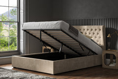 Homestead Fabric Ottoman Storage Bed Frame End-Lift Chenille & Linen