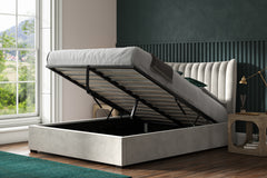 Fortified Fabric Ottoman Storage Bed Frame End-Lift Grey Velvet