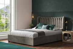 Fortified Fabric Ottoman Storage Bed Frame End-Lift Grey Velvet