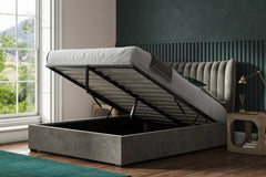 Fortified Fabric Ottoman Storage Bed Frame End-Lift Grey Velvet