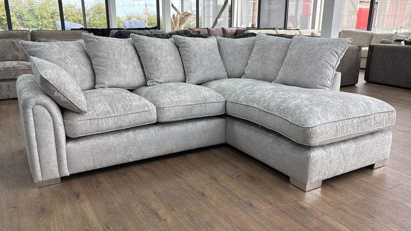 Chiswick Fabric Left/Right Hand Pillow Back Corner Sofa and Footstool