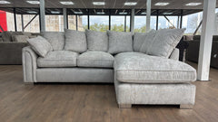 Chiswick Fabric Left/Right Hand Pillow Back Corner Sofa and Footstool