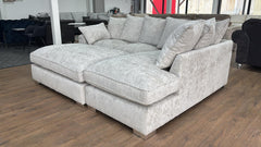 Chiswick Fabric Left/Right Hand Pillow Back Corner Sofa and Footstool