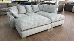 Chiswick Fabric Left/Right Hand Pillow Back Corner Sofa and Footstool