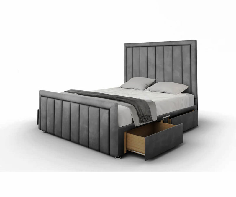 Perth Edge Divan Bed Base with Headboard and Footboard