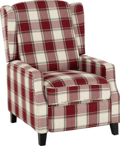 Kensington Recliner Chair Red Tartan Fabric
