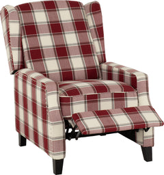 Kensington Recliner Chair Red Tartan Fabric
