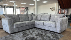 Serena Velvet Effect Fabric Large Corner Sofa Metal Trim Arms