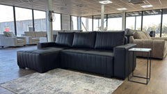 Hugo Sofabed Black Leather Right/Left Hand Corner Sofa Bed