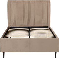 Maine 4'6" Bed Taupe Velvet Fabric