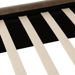 Maine 4'6" Bed Taupe Velvet Fabric
