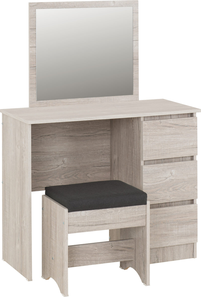 Malvern 3 Drawer Dressing Table Set Urban Snow/Steel Fabric
