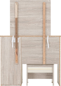 Malvern 3 Drawer Dressing Table Set Urban Snow/Steel Fabric