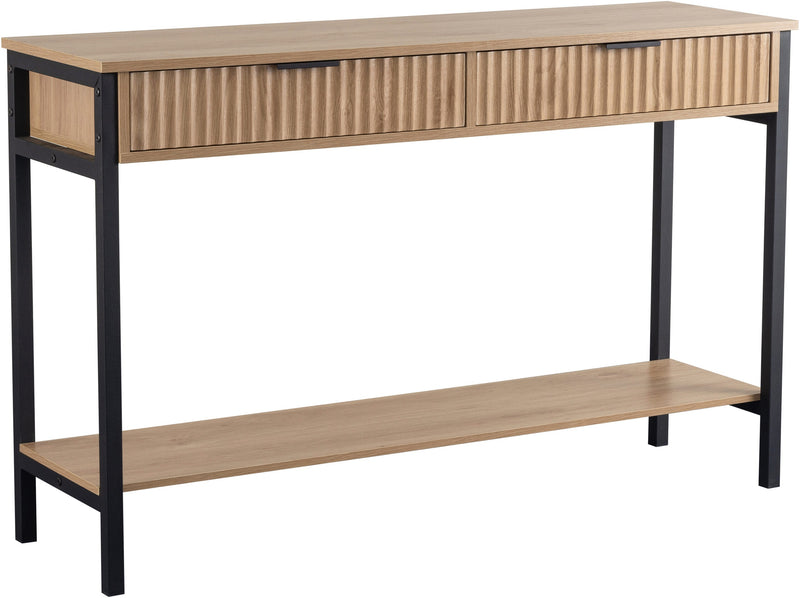 Miami 2 Drawer Console Table Oak Effect/Black