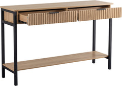 Miami 2 Drawer Console Table Oak Effect/Black