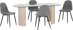 Modena Dining Set with Athens Chairs Clear Glass/Cream Marble Effect