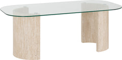 Modena Coffee Table Clear Glass/Cream Marble Effect