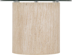 Modena Coffee Table Clear Glass/Cream Marble Effect