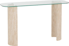 Modena Console Table Clear Glass/Cream Marble Effect