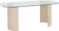 Modena Dining Set with Chilton Chairs Clear Glass/Cream Marble Effect/Grey Fabric