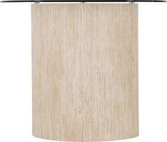 Modena Dining Table Clear Glass/Cream Marble Effect