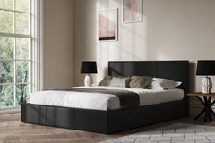 Prado Leather Ottoman Storage Bed Frame End-Lift Black / Brown Super King Size