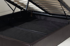 Prado Leather Ottoman Storage Bed Frame End-Lift Black / Brown Super King Size