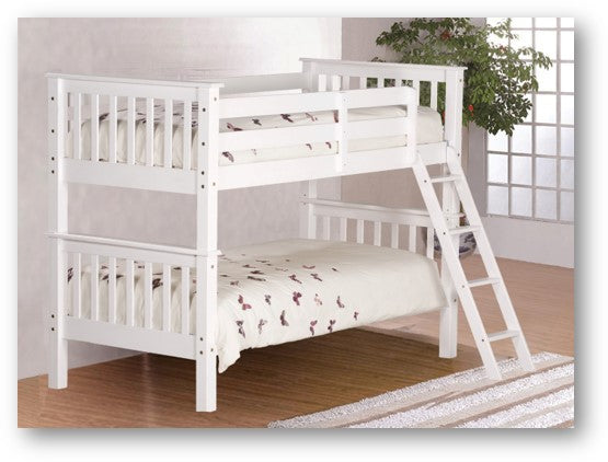 Malvern White Wooden Quadruple Sleeper Bunk Bed Frame