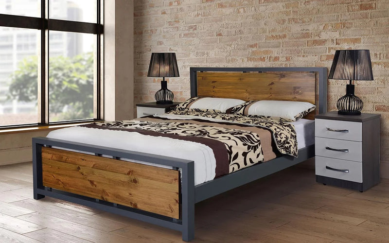 Modena Pine Headboard and High Foot End Wooden Bed Frame