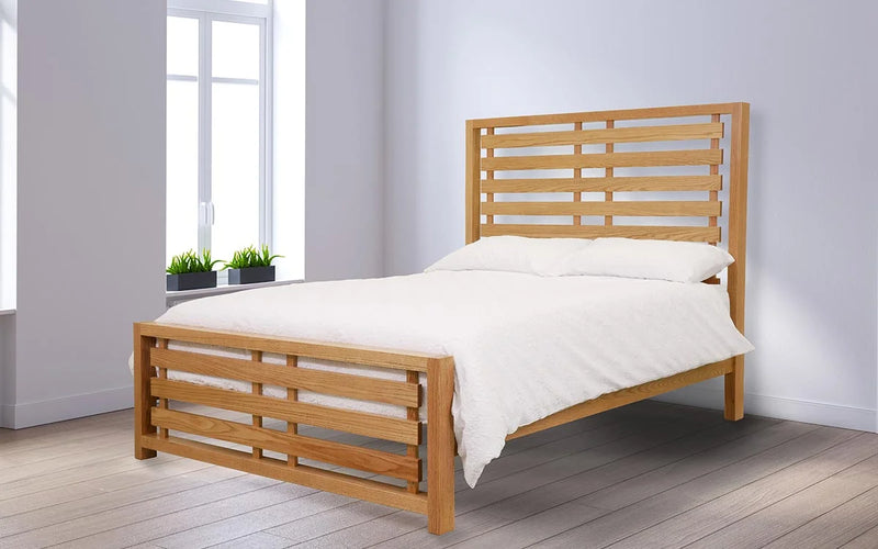 Naples Oak Alto Headboard and High Foot End Wooden Bed Frame