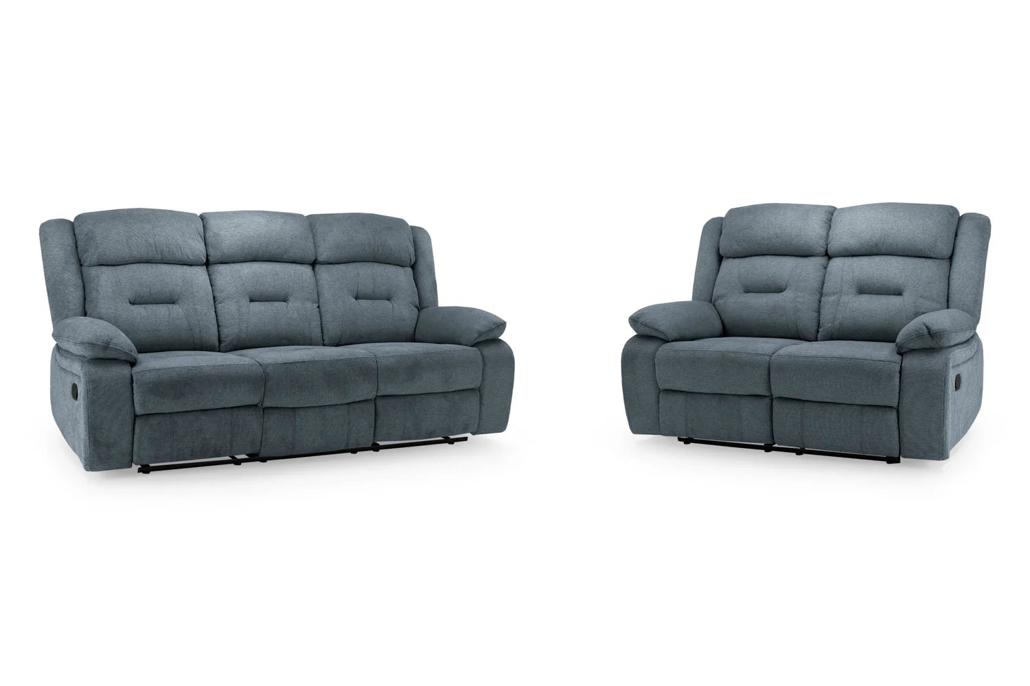 Novie Grey Fabric Manual Recliner Sofa 2-Seater 3-Seater and Armchair