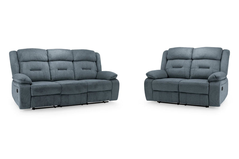 Novie Grey Fabric Manual Recliner Sofa 2-Seater 3-Seater and Armchair