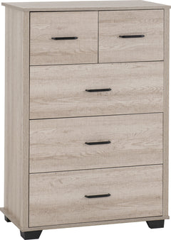 Oliver 3+2 Drawer Chest Light Oak Effect