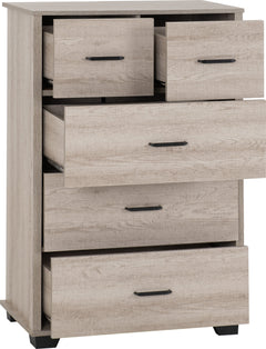 Oliver 3+2 Drawer Chest Light Oak Effect