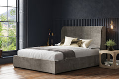 Rutland Fabric Ottoman Storage Bed Frame End Lift Grey Velvet