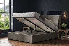 Rutland Fabric Ottoman Storage Bed Frame End Lift Grey Velvet