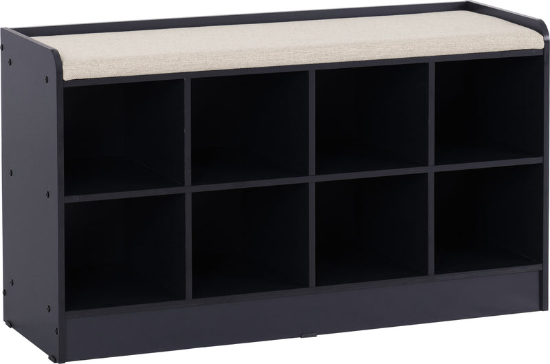 Portland Shoe Bench Navy Blue/Cream Fabric