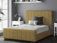 Perth Slatted Bed Frame With Ottoman Lift Storage Option - Plush Velvet Khaki