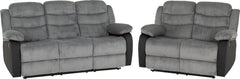 Roma 3+2 Recliner Suite Grey Cord Fabric/Black Faux Leather