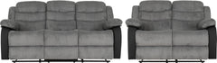 Roma 3+2 Recliner Suite Grey Cord Fabric/Black Faux Leather