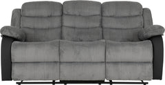 Roma 3+2 Recliner Suite Grey Cord Fabric/Black Faux Leather