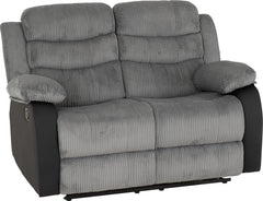 Roma 3+2 Recliner Suite Grey Cord Fabric/Black Faux Leather