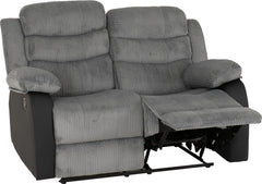 Roma 3+2 Recliner Suite Grey Cord Fabric/Black Faux Leather