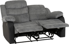 Roma 3+2 Recliner Suite Grey Cord Fabric/Black Faux Leather