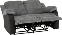 Roma 3+2 Recliner Suite Grey Cord Fabric/Black Faux Leather